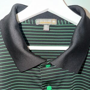 Peter Millar Mens Summer Comfort Polo Shirt XXL Black Green Striped Golf Top